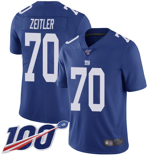 Men New York Giants #70 Kevin Zeitler Royal Blue Team Color Vapor Untouchable Limited Player 100th Season Football NFL Jersey->new york giants->NFL Jersey